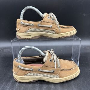 Sperry Top-Sider Billfish 3-Eye Boat Shoes Leather Dark Tan Boys 13 W